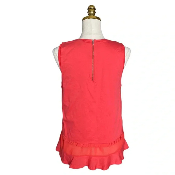 J CREW | Coral Double Layer Ruffle Hem Cotton Sleeveless Tank Top Size M - Picture 5 of 10